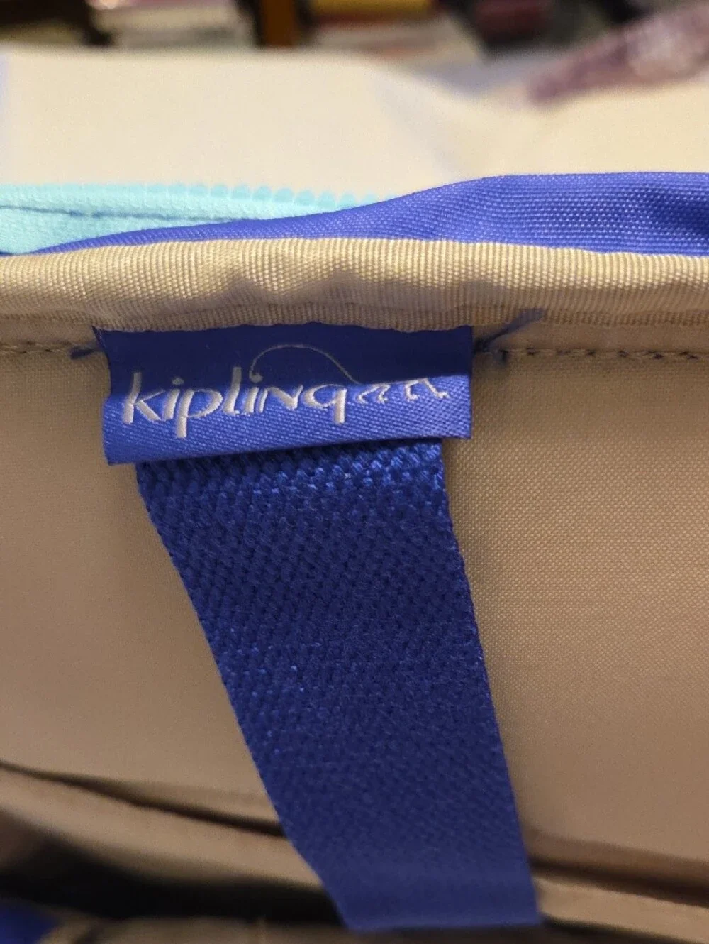 Kipling Royal Blue Backpack with Light Aqua Accents